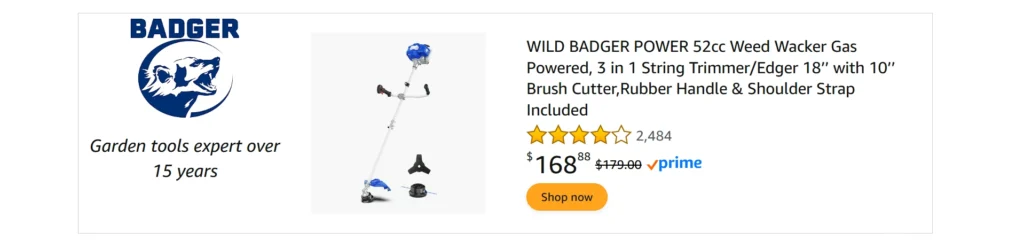 WILD BADGER POWER 52cc Weed Wacker Gas Powered
