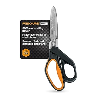 Fiskars Pro PowerArc Shop Shears, Heavy Duty Stainless Steel Scissor, Industrial Grade Tool