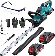 Hedge Trimmers Cordless with Battery, 3000RPM Brushless Electric Bush Clipper with 2 Pack Batteries, 20'' 180° Rotatable Head, 2/3'' Blade Gap, Gardening Gifts for Men Dad Father