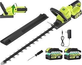 22-Inch Brushless Hedge Trimmer Cordless with 2x5.0Ah Battery & Charger | 20V Electric Bush & Shrub Trimmer | 180° Rotatable Handle | 2/3'' Dual-Action Blade | Dual-Safety Switch for Garden Yard Care