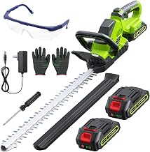 Hedge Trimmers Cordless with Battery, 3000RPM Brushless Electric Bush Clipper with 2pcs 2000mAh Batteries, 20'' 180° Rotatable Head, 2/3'' Blade Gap, Gifts for Men Dad Father